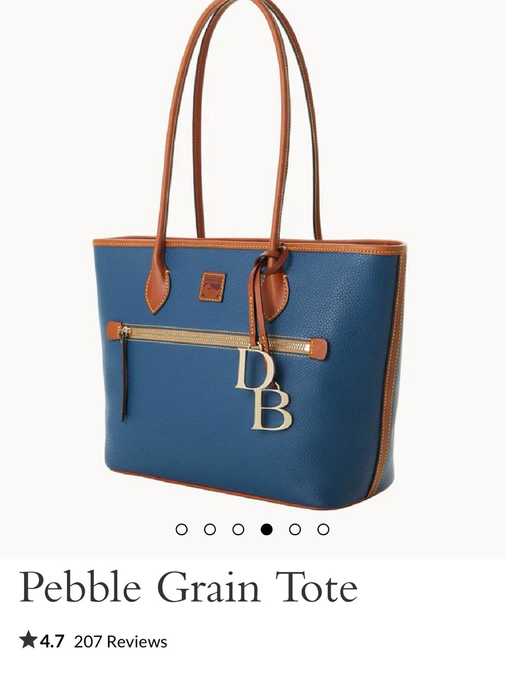 Dooney & Bourke Pebbled Leather Tote in Jeans Blue w/Tan Trim & real Gold DB!